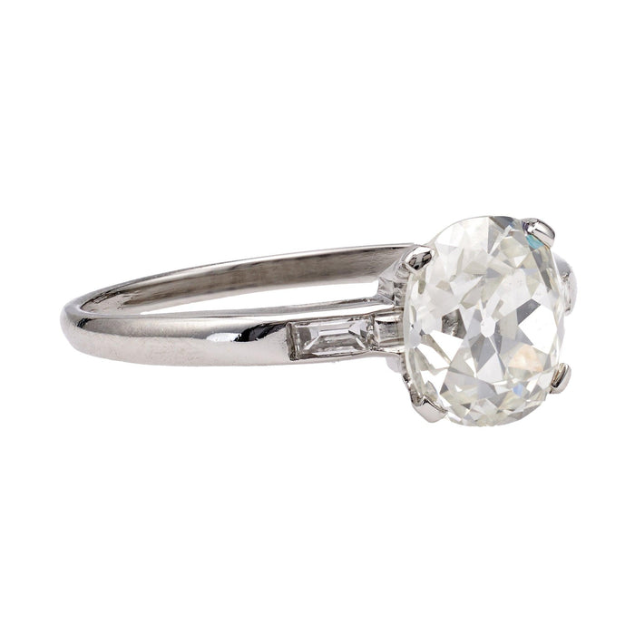 Art Deco GIA 1.71 Carat Old Mine Cut Diamond Platinum Ring