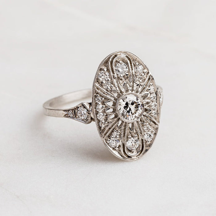 Edwardian style diamond engagement ring