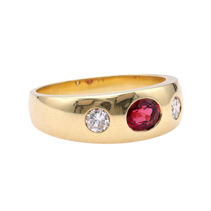 Vintage Austrian Ruby Diamond 14k Yellow Gold Ring